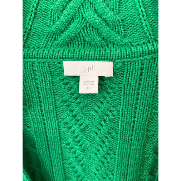 J.Jill size XL green cable knit sweater - Picture 2 of 3